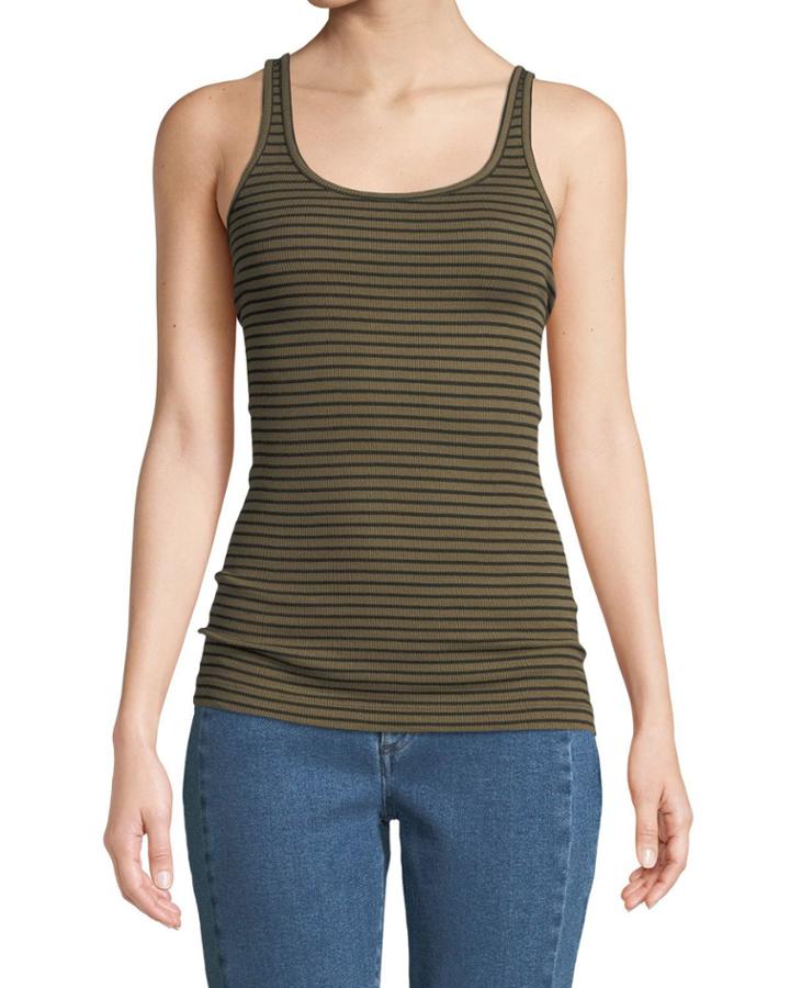 Striped Scoop-neck Tank Top