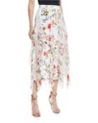 Yula Lace Godet Skirt With Floral-print Ruffled Frills