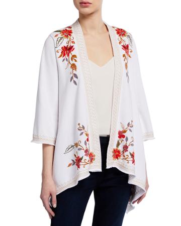 Violette Drape Embroidered Cardigan