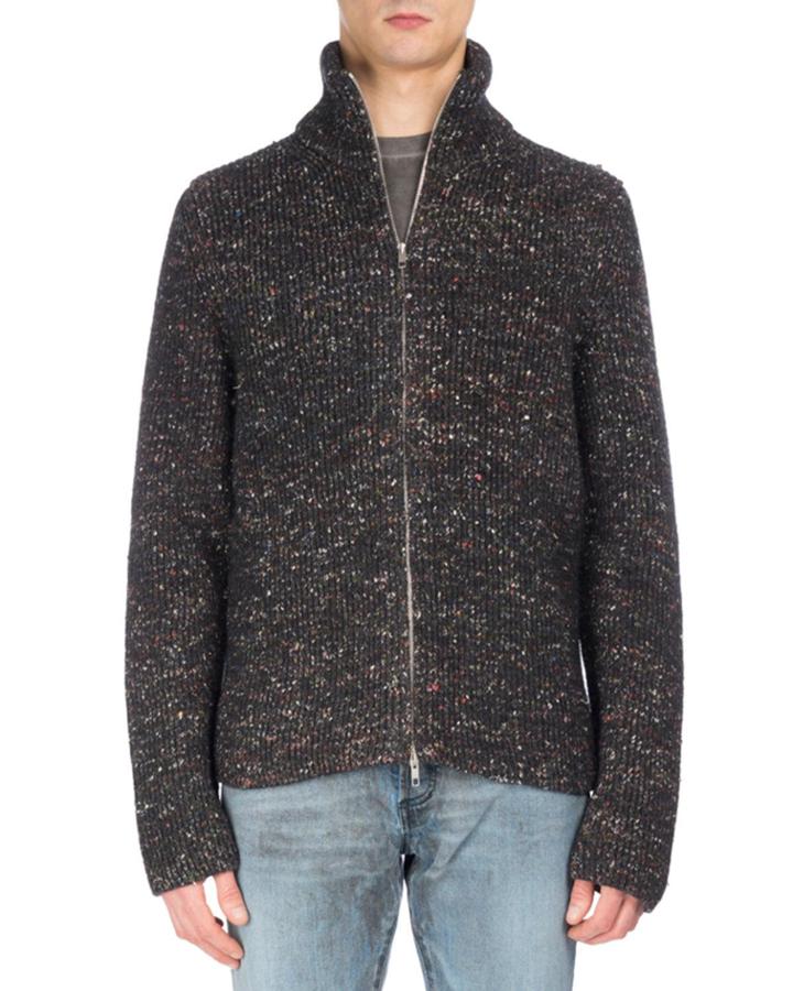 Donegal Wool-alpaca-silk Zip Cardigan