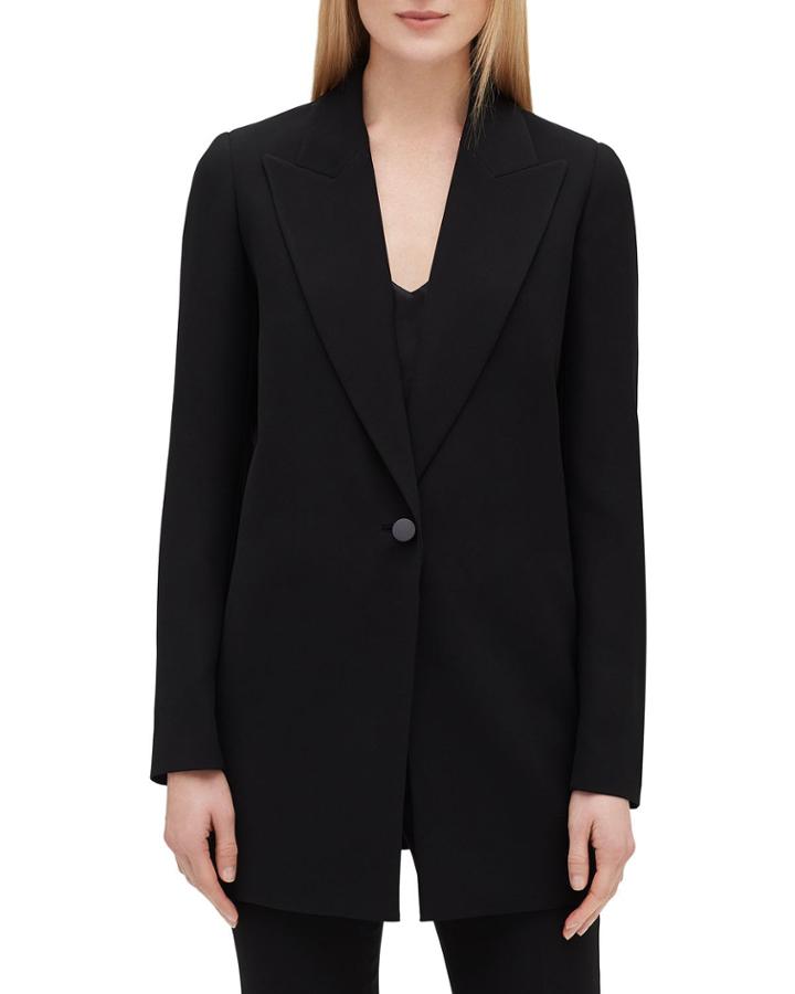 Kourt Peak-lapel One-button Finesse Crepe Jacket