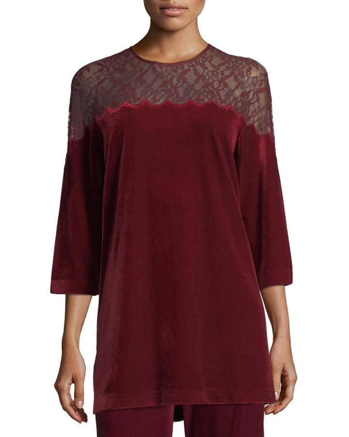 Petite Velvet Tunic W/