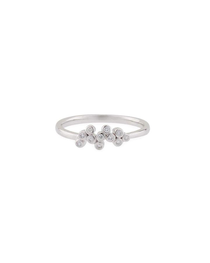 14k White Gold Scattered Diamond Ring,