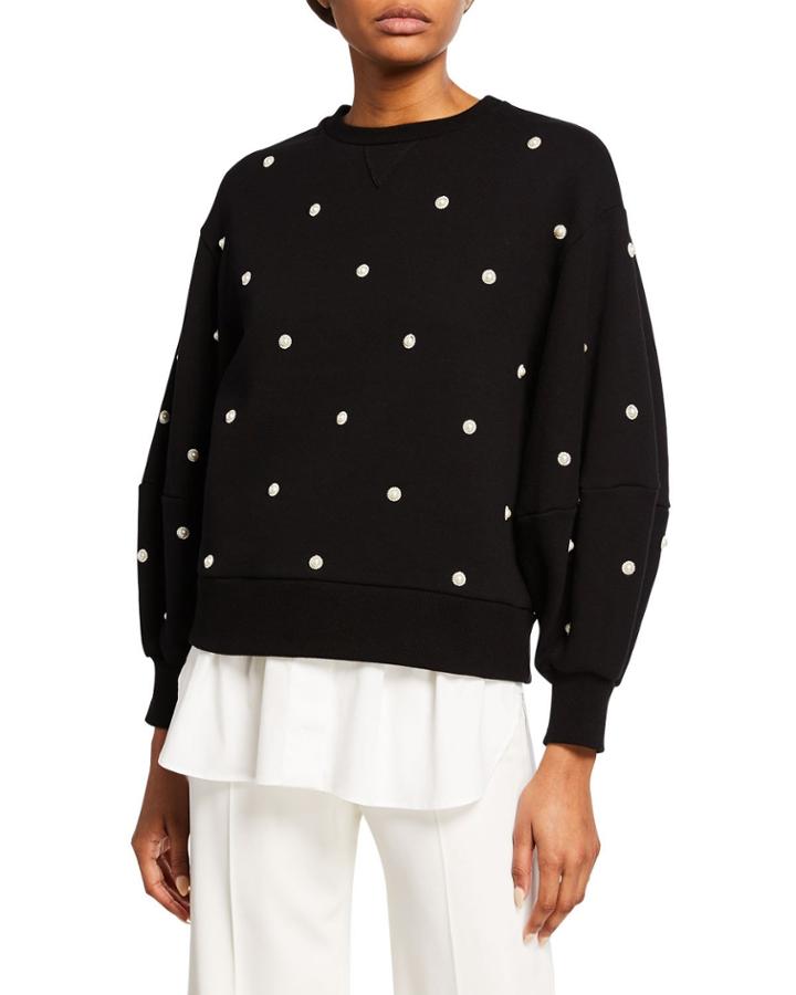 Strapless Button-front Cotton Shirt W/ Tail Hem