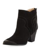 Asher Leather Western Bootie, Black