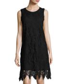 Sleeveless Lace-overlay Dress