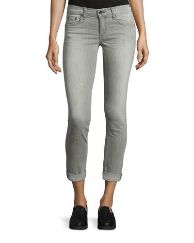 Cuffed Skinny Jeans, Aged Gray