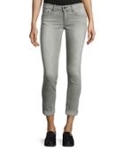 Cuffed Skinny Jeans, Aged Gray