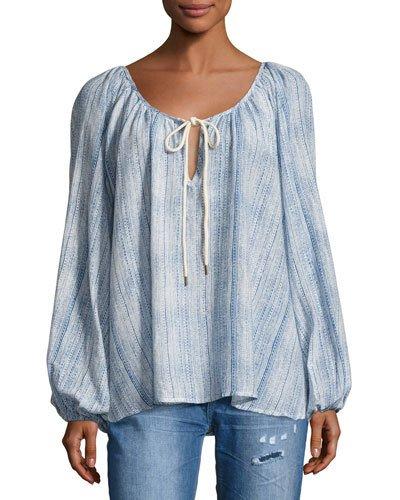 White Wolf Printed Peasant Top,