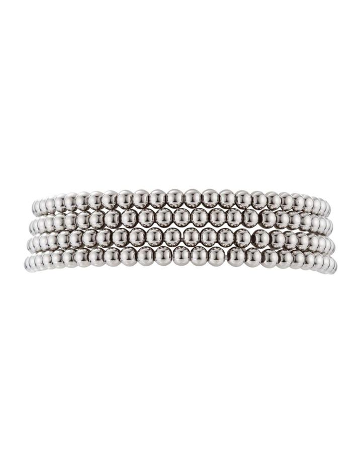Rhodium Plated Beaded Stretch Bracelets,