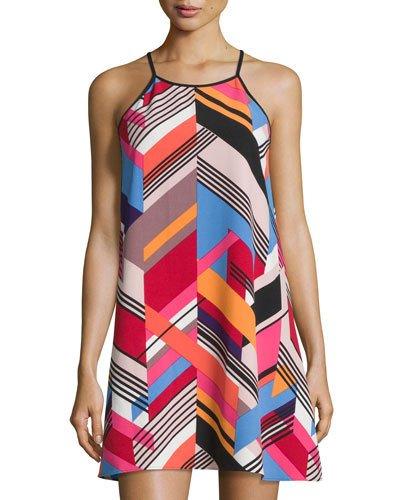 Geometric-print A-line Dress,