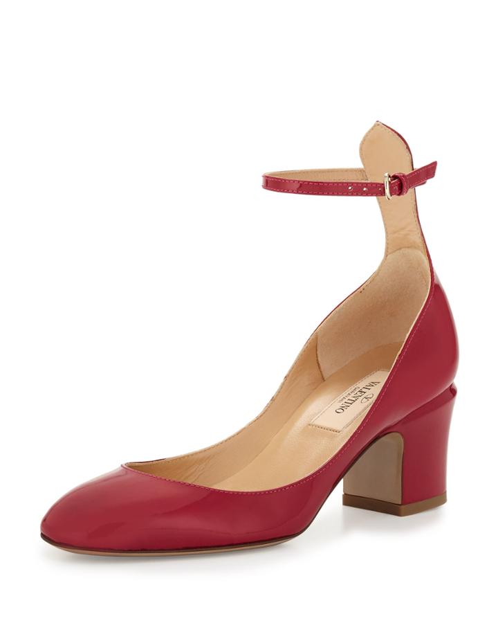Valentino Tango Patent Ankle-wrap Pump, Cyclamen, Women's,