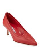 Leather Kitten-heel Brogue Pumps