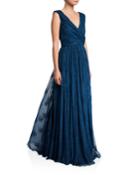 Celestial Dot Sleeveless Wrapped Bodice Gown