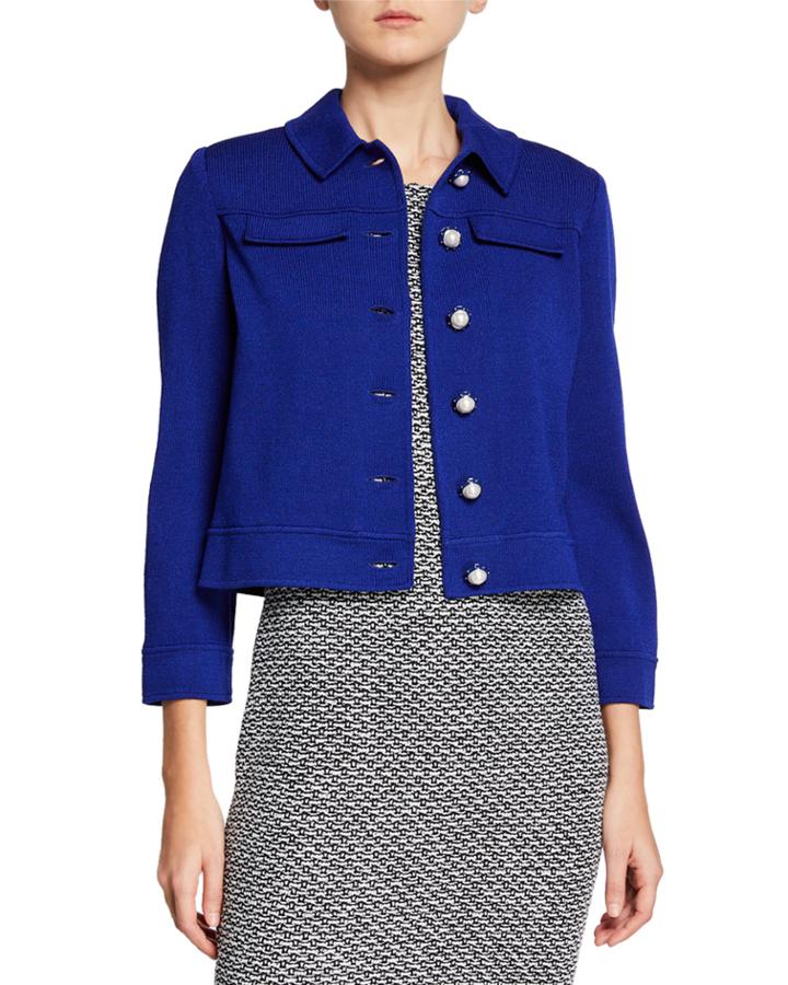 Pearly Bracelet-sleeve Cropped Jacket