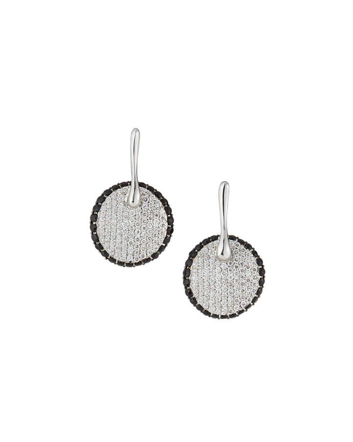 18k White Gold Diamond Drop Earrings W/ Black