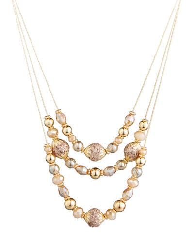 Triple-row Beaded Crystal Necklace