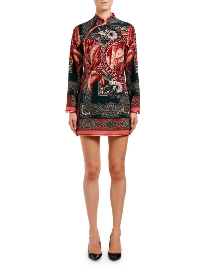 Giraffe-print Chinoiserie Dress