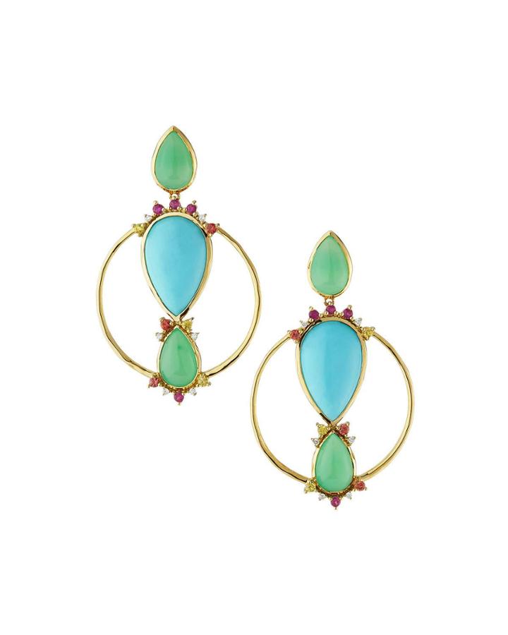 18k Prisma Mixed-cut Front-facing Hoop Earrings In Portofino
