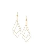 Golden Double Open Diamond-shaped Wire Drop Earrings
