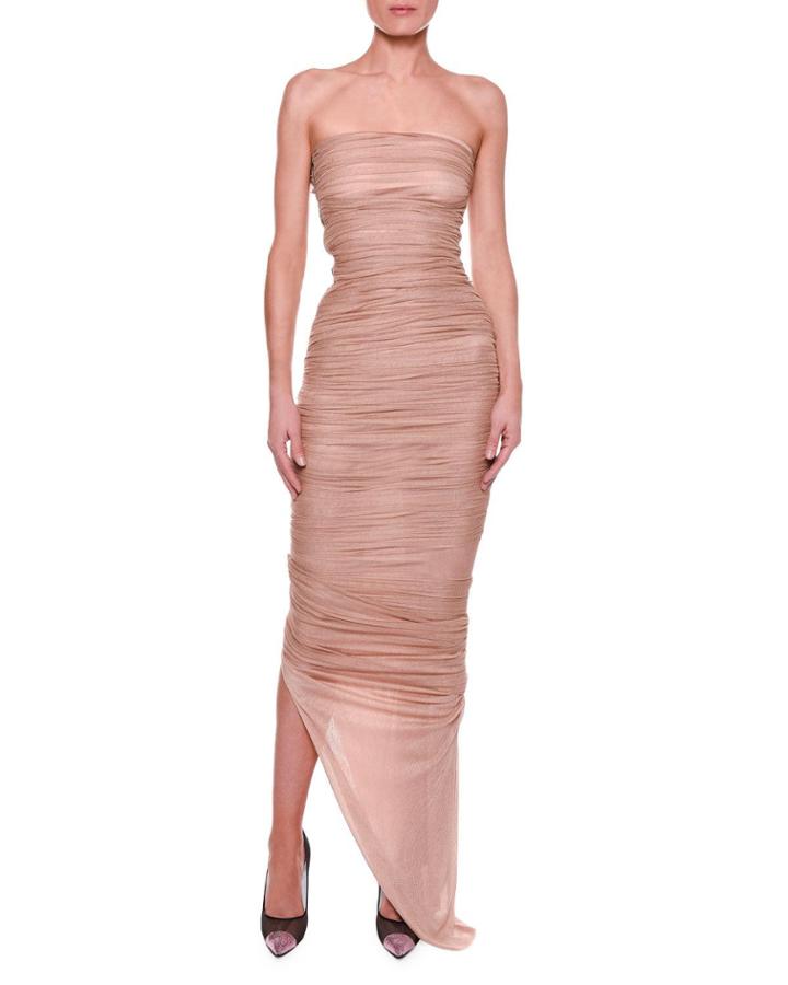 Strapless Bustier Ruched Gown