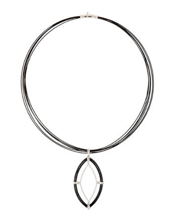 Noir Cable & Diamond Marquise Pendant Necklace