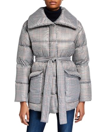 Belted Down/feather Puffer Coat