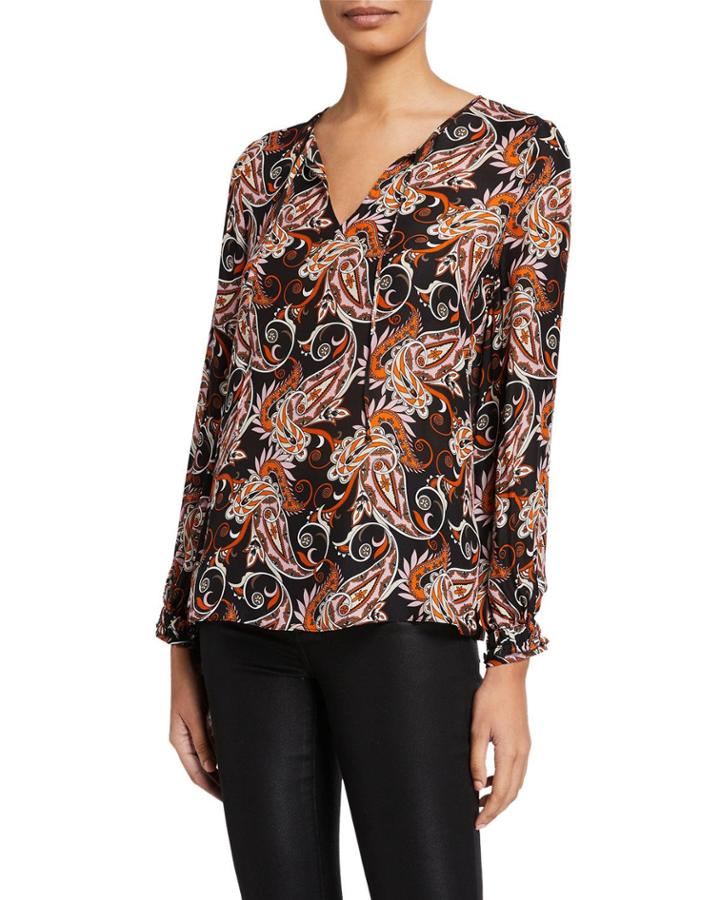 Malin Paisley-print Tie-neck Blouse