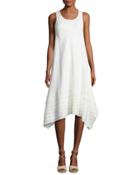 Sleeveless Asymmetric Linen Dress, Ivory