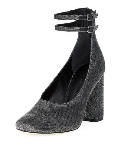 Plum Velvet Pump W/double-ankle