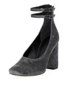 Plum Velvet Pump W/double-ankle