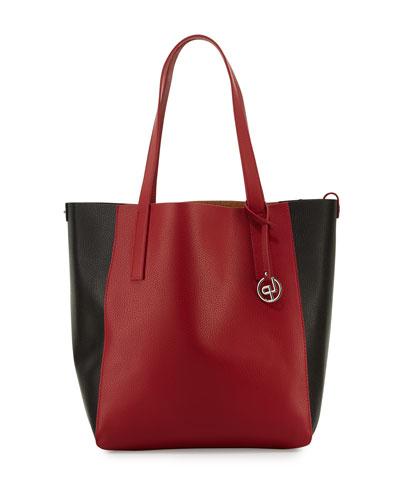 North-south Colorblock Tote Bag, Red/black