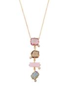 Multi-stone Linear Pendant Necklace, Pink/green