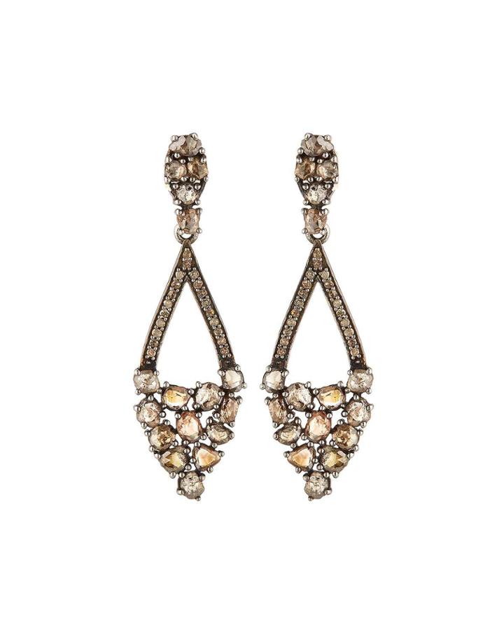 Rose-cut Champagne Diamond Statement Earrings