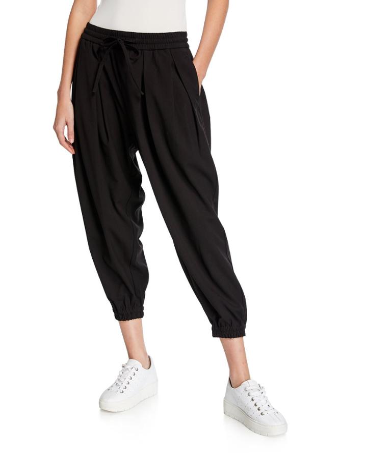 Plus Size Mid-rise Drawstring Cropped Jogger Pants