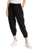 Plus Size Mid-rise Drawstring Cropped Jogger Pants