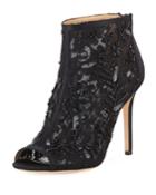Moyra Beaded Lace Peep-toe Booties