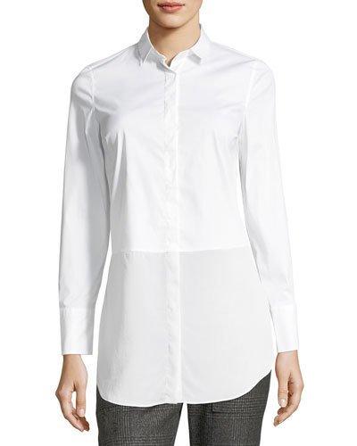 Georgette-trim Poplin Tunic