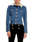 Raw Denim Jacket W/ Wool Collar