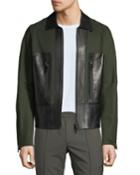 Men's Long-sleeve Wool-blend & Leather Panel Jacket