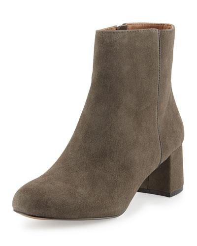 Chunky Heel Zip-up Bootie, Night