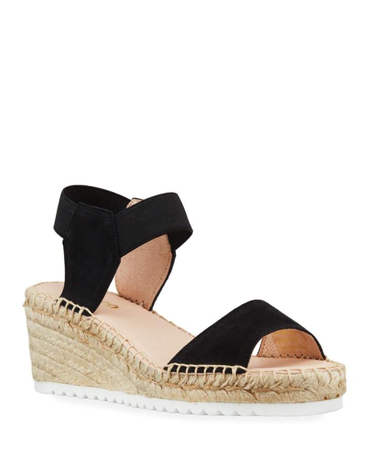 Toni Elastic Strap Suede Wedge Espadrilles
