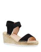 Toni Elastic Strap Suede Wedge Espadrilles