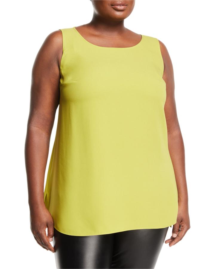 Ruthie Sleeveless High-low Silk Blouse,