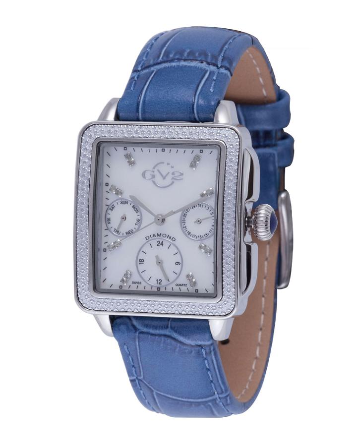 Swiss Quartz Bari Multi Blue Diamond Leather