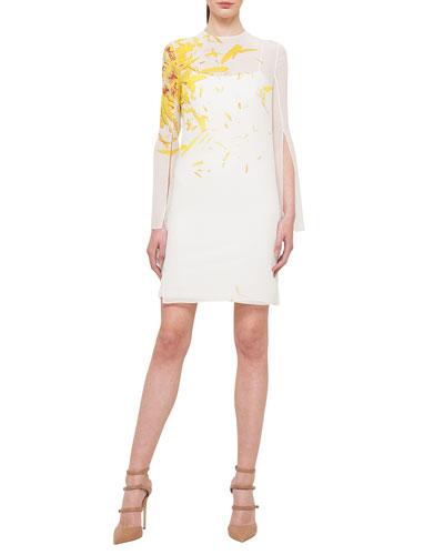 Calendula-print Georgette Tunic Dress