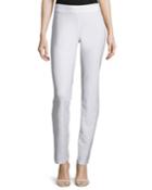 Washable-crepe Boot-cut Pants, White