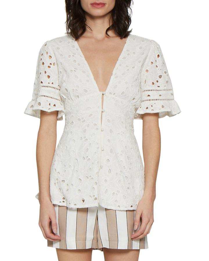 Kellie Lace Eyelet Peplum Top