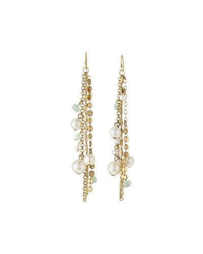 Golden Beaded Tassel Earrings