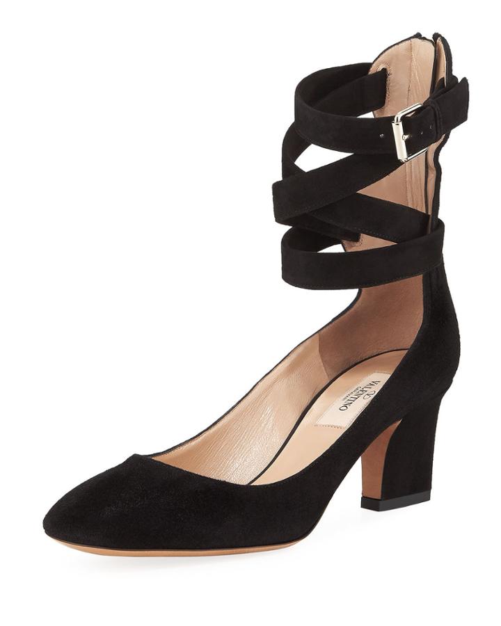 Suede Caged-ankle Pumps